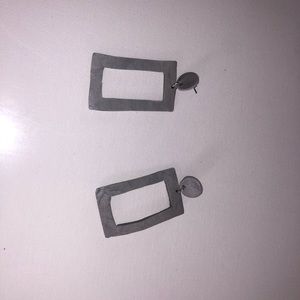 Grey square clay earrings